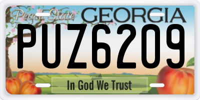 GA license plate PUZ6209