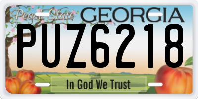 GA license plate PUZ6218