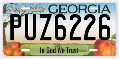 GA license plate PUZ6226