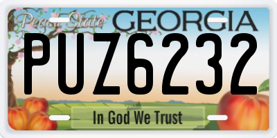 GA license plate PUZ6232