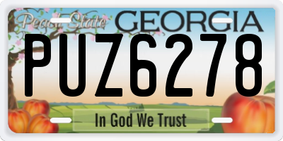 GA license plate PUZ6278
