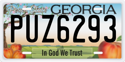 GA license plate PUZ6293