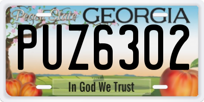 GA license plate PUZ6302