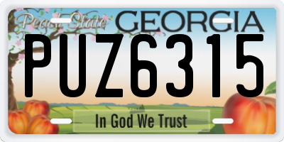 GA license plate PUZ6315