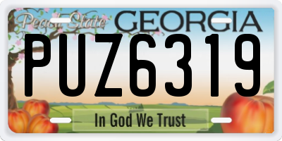 GA license plate PUZ6319