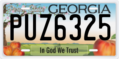 GA license plate PUZ6325