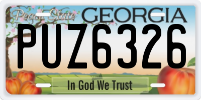 GA license plate PUZ6326