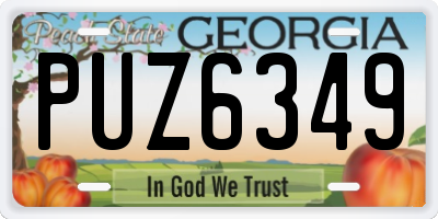GA license plate PUZ6349