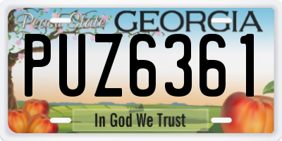 GA license plate PUZ6361