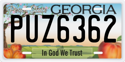 GA license plate PUZ6362