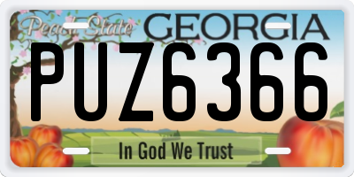 GA license plate PUZ6366