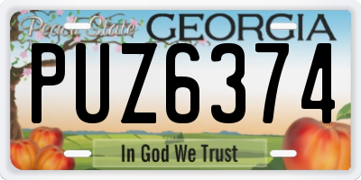 GA license plate PUZ6374