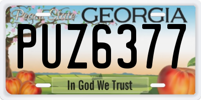 GA license plate PUZ6377