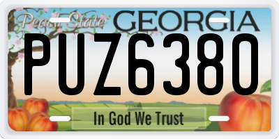 GA license plate PUZ6380