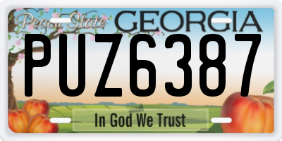 GA license plate PUZ6387