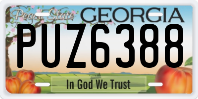 GA license plate PUZ6388