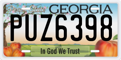 GA license plate PUZ6398