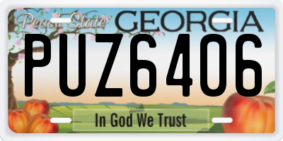 GA license plate PUZ6406