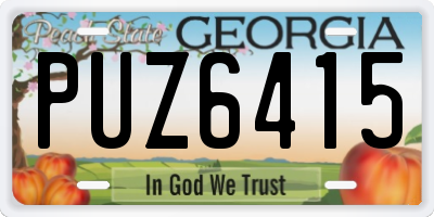 GA license plate PUZ6415