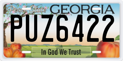 GA license plate PUZ6422
