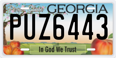 GA license plate PUZ6443