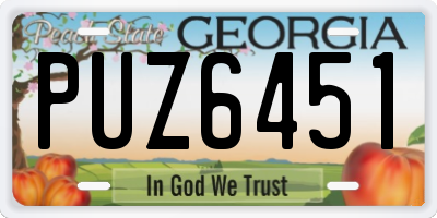 GA license plate PUZ6451