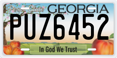 GA license plate PUZ6452