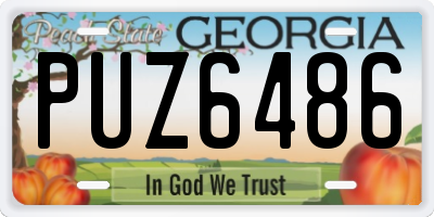 GA license plate PUZ6486