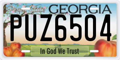 GA license plate PUZ6504