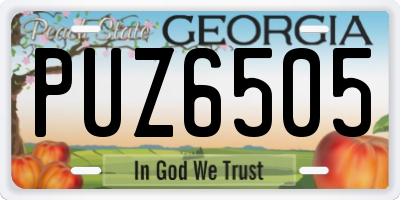 GA license plate PUZ6505