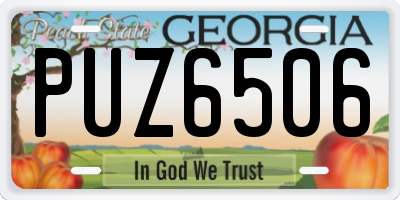 GA license plate PUZ6506
