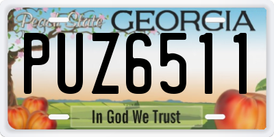 GA license plate PUZ6511
