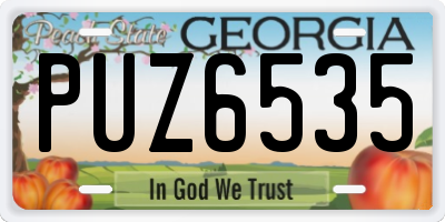 GA license plate PUZ6535