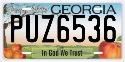 GA license plate PUZ6536