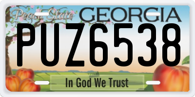 GA license plate PUZ6538