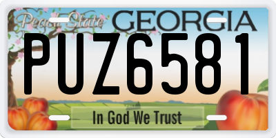 GA license plate PUZ6581