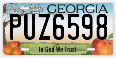 GA license plate PUZ6598