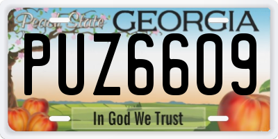 GA license plate PUZ6609