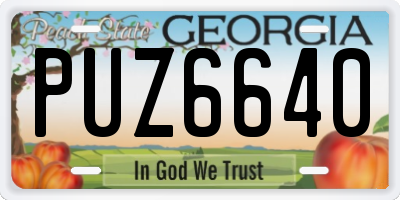 GA license plate PUZ6640