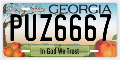 GA license plate PUZ6667