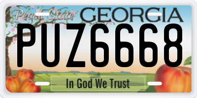 GA license plate PUZ6668