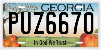 GA license plate PUZ6670