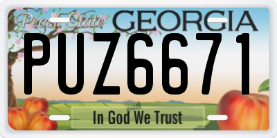 GA license plate PUZ6671