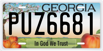 GA license plate PUZ6681