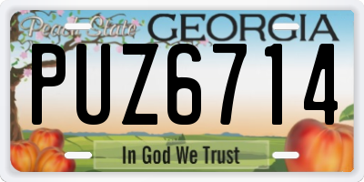 GA license plate PUZ6714