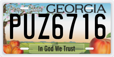 GA license plate PUZ6716