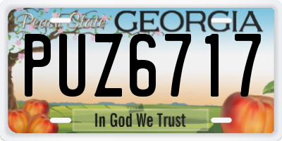 GA license plate PUZ6717