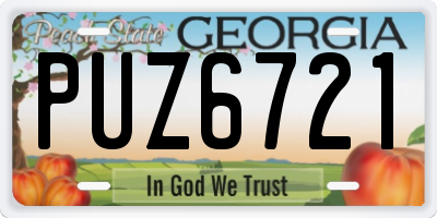 GA license plate PUZ6721