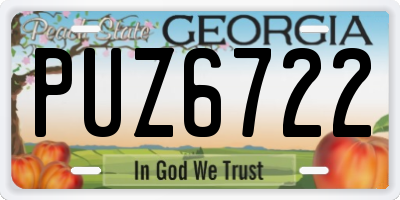 GA license plate PUZ6722
