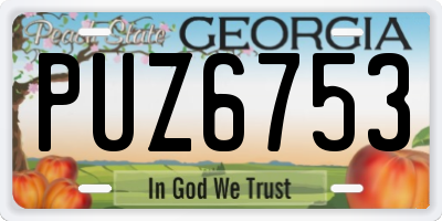 GA license plate PUZ6753